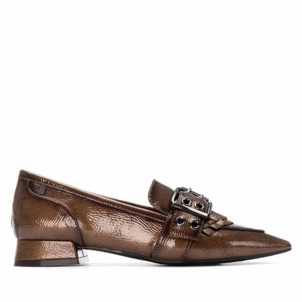 NEW CARMELA women's leather pointed toe loafers in taupe